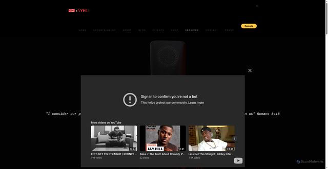 Security scan screenshot of https://mrjayhill.com/