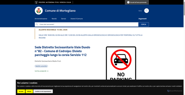 Security scan screenshot of https://www.comune.mortegliano.ud.it