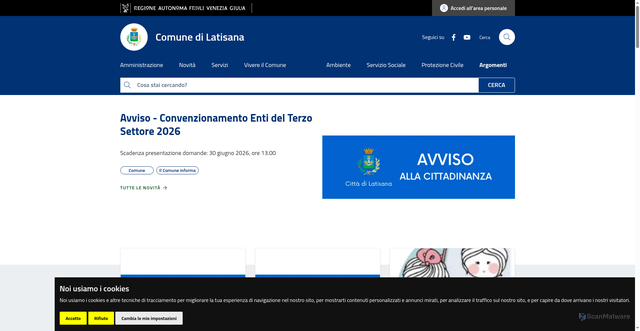 Security scan screenshot of https://www.comune.latisana.ud.it/
