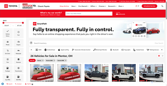 Security scan screenshot of https://www.driveclassictoyota.com/new-vehicles/tacoma/