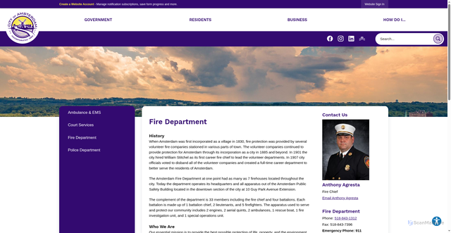 Security scan screenshot of https://amsterdamnyfd.gov/193/Fire-Department