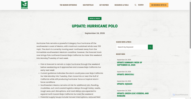 Security scan screenshot of https://www.markon.com/update-hurricane-polo-2/
