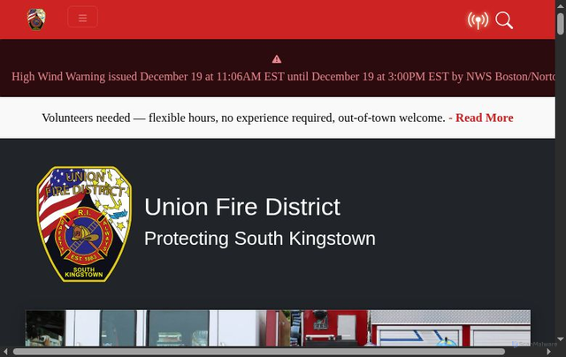 Security scan screenshot of https://unionfiredistrictri.gov/