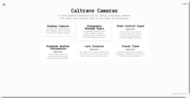 Security scan screenshot of https://caltranscameras.app/