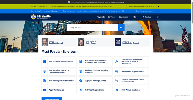 Security scan screenshot of https://www.nashville.gov/