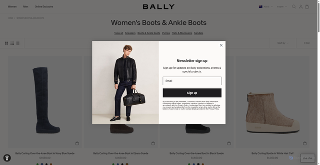 Security scan screenshot of https://www.bally.com/en-us/collections/women-shoes-boots-and-ankle-boots