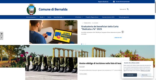 Security scan screenshot of https://www.comune.bernalda.matera.it/