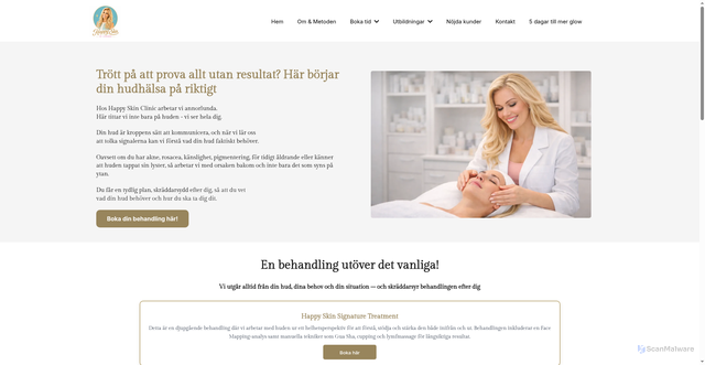 Security scan screenshot of https://happyskin.se