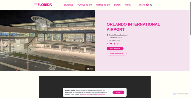 Security scan screenshot of https://www.visitflorida.com/listing/orlando-international-airport/25760/