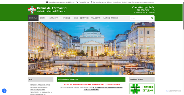 Security scan screenshot of https://www.farmacistitrieste.it