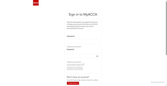 Security scan screenshot of https://myacca.accaglobal.com