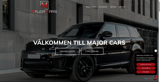 Security scan screenshot of https://majorcars.se
