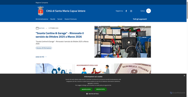 Security scan screenshot of https://www.comune.santa-maria-capua-vetere.ce.it/it