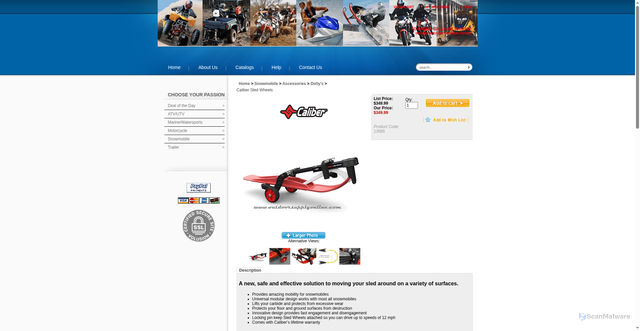 Security scan screenshot of https://shop.outdoorsupplyonline.com/Caliber-Sled-Wheels-p/13585.htm