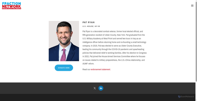 Security scan screenshot of https://www.fpactionnetwork.org/pat-ryan-endorsement