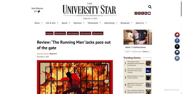 Security scan screenshot of https://universitystar.com/34026/life-and-arts/34026/