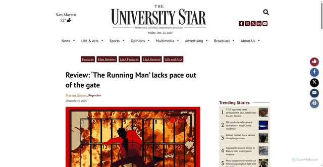 Security scan screenshot of https://universitystar.com/34026/life-and-arts/34026/