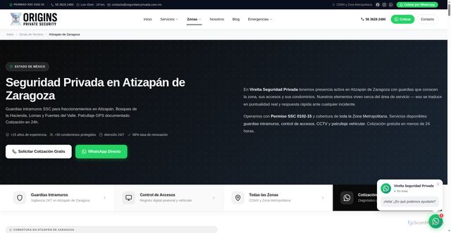 Security scan screenshot of https://seguridad-privada-web.pages.dev/zonas/atizapan