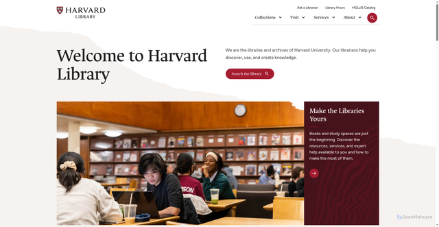 Security scan screenshot of https://library.harvard.edu