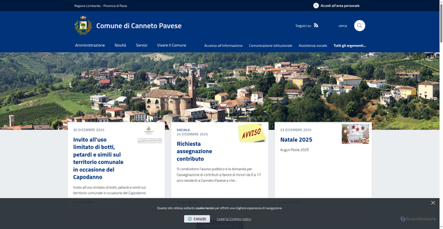 Security scan screenshot of https://www.comune.cannetopavese.pv.it/it-it/home