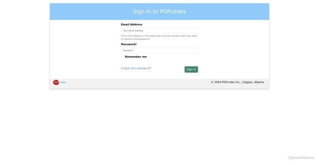 Security scan screenshot of https://portal.popcodes.com