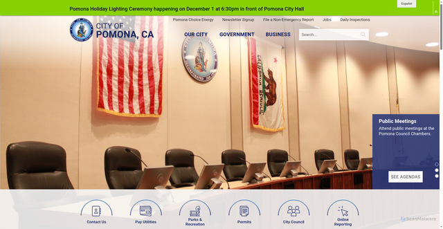 Security scan screenshot of https://www.pomonaca.gov/