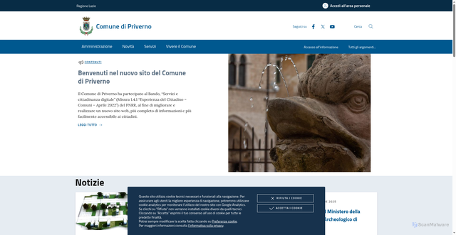Security scan screenshot of https://www.comune.priverno.latina.it/