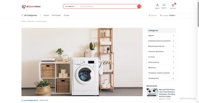 Security scan screenshot of https://allelectromarket.com/category/home-products/