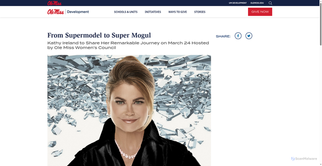 Security scan screenshot of https://nowandever.olemiss.edu/stories/from-supermodel-to-super-mogul/