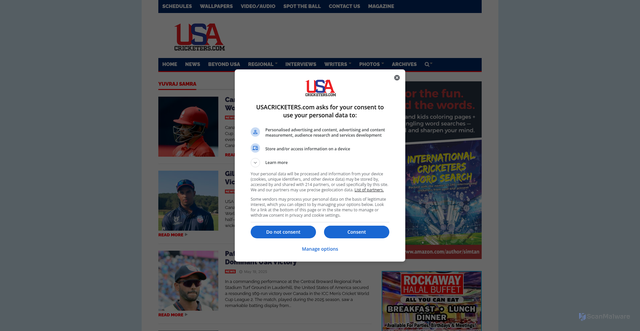 Security scan screenshot of https://usacricketers.com/tag/yuvraj-samra/