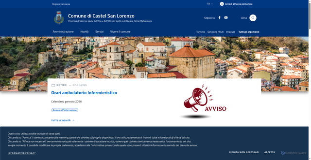 Security scan screenshot of https://www.comune.castelsanlorenzo.sa.it/