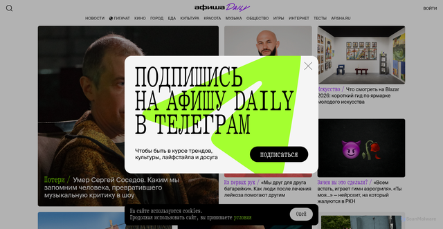 Security scan screenshot of https://daily.afisha.ru