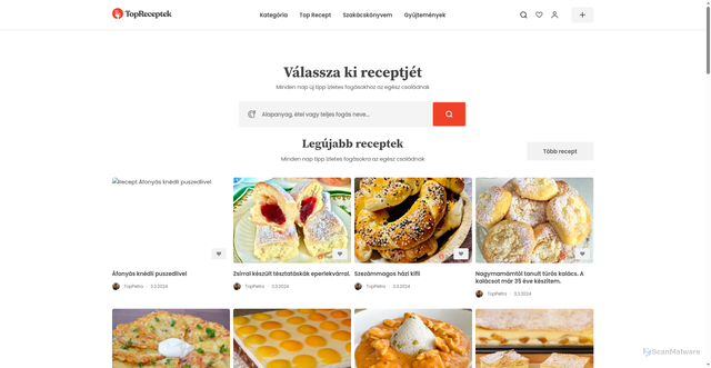 Security scan screenshot of https://www.topreceptek.hu
