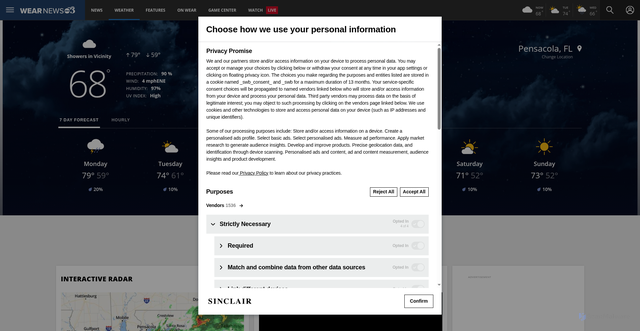 Security scan screenshot of https://weartv.com/weather