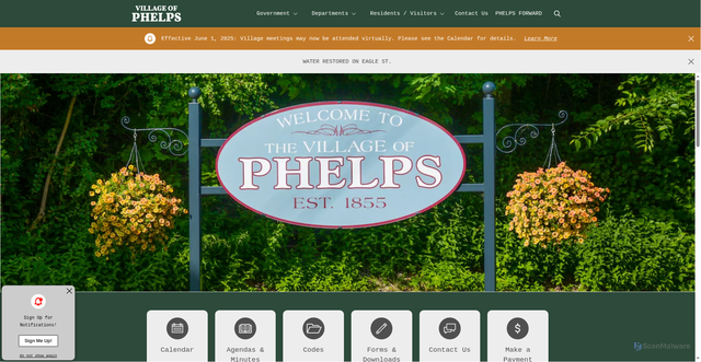 Security scan screenshot of https://villageofphelpsny.gov/