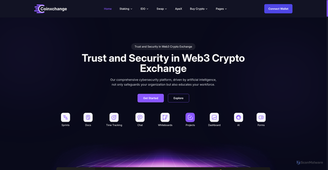 Security scan screenshot of https://coinxchange.org/