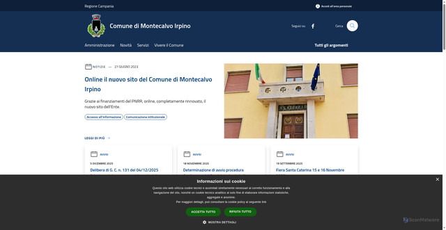 Security scan screenshot of https://www.comune.montecalvoirpino.av.it/it