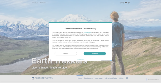 Security scan screenshot of https://www.earthtrekkers.com