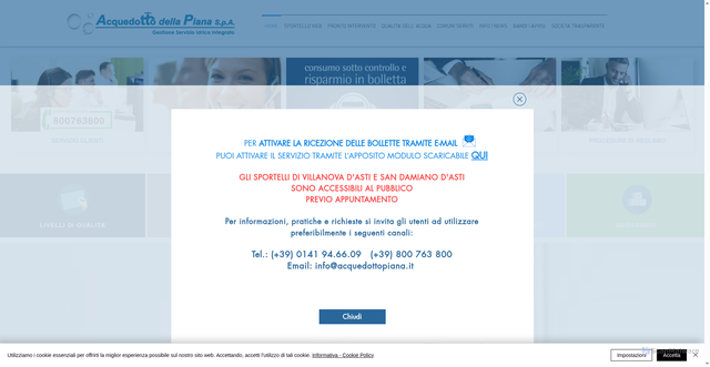 Security scan screenshot of https://www.acquedottopiana.it/
