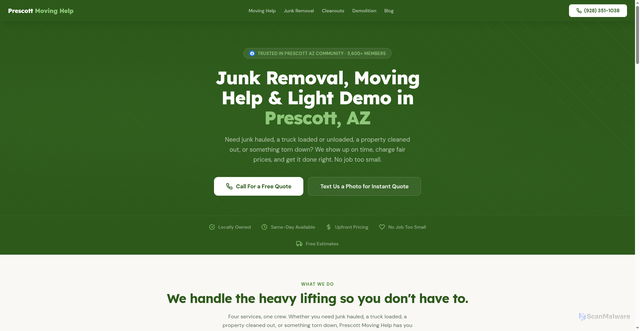 Security scan screenshot of http://prescott-moving-help.pages.dev/