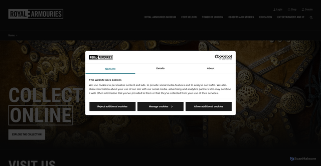 Security scan screenshot of https://royalarmouries.org/