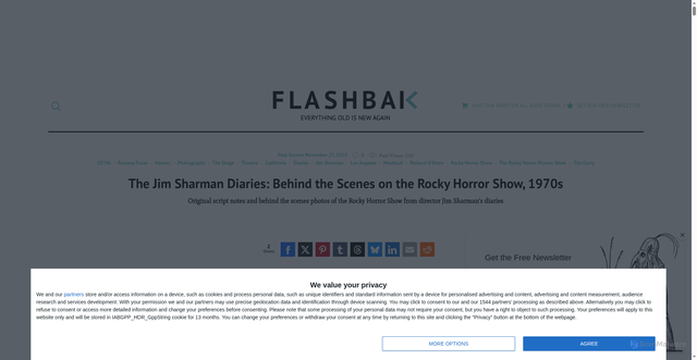 Security scan screenshot of https://flashbak.com/jim-sharman-rocky-horror-show-photos-and-script-480230/