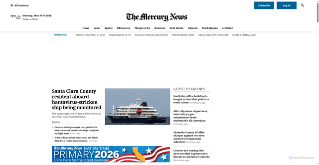 Security scan screenshot of https://mercurynews.com