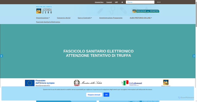 Security scan screenshot of https://www.azero.veneto.it./