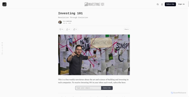 Security scan screenshot of https://investing101.substack.com/p/investing-101