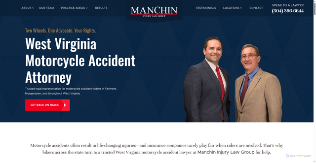Security scan screenshot of https://www.manchininjurylaw.com/practice-areas/motorcycle-accidents/