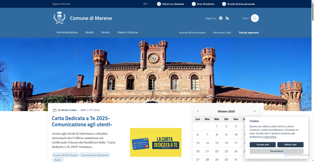 Security scan screenshot of https://www.comune.marene.cn.it/