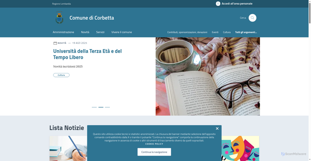 Security scan screenshot of https://www.comune.corbetta.mi.it/