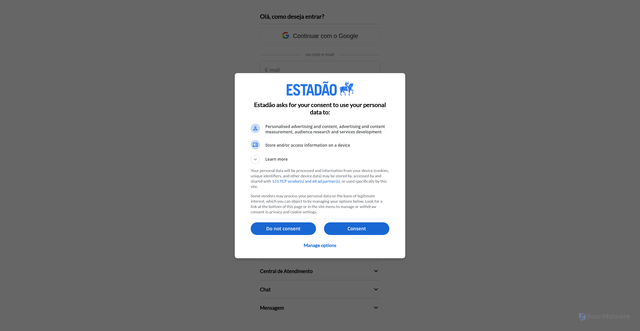 Security scan screenshot of https://acesso.estadao.com.br