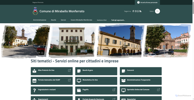 Security scan screenshot of https://www.comune.mirabellomonferrato.al.it/